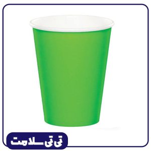 فروش عمده ظروف یکبار مصرف کاغذی لیوان تک رنگ سبز